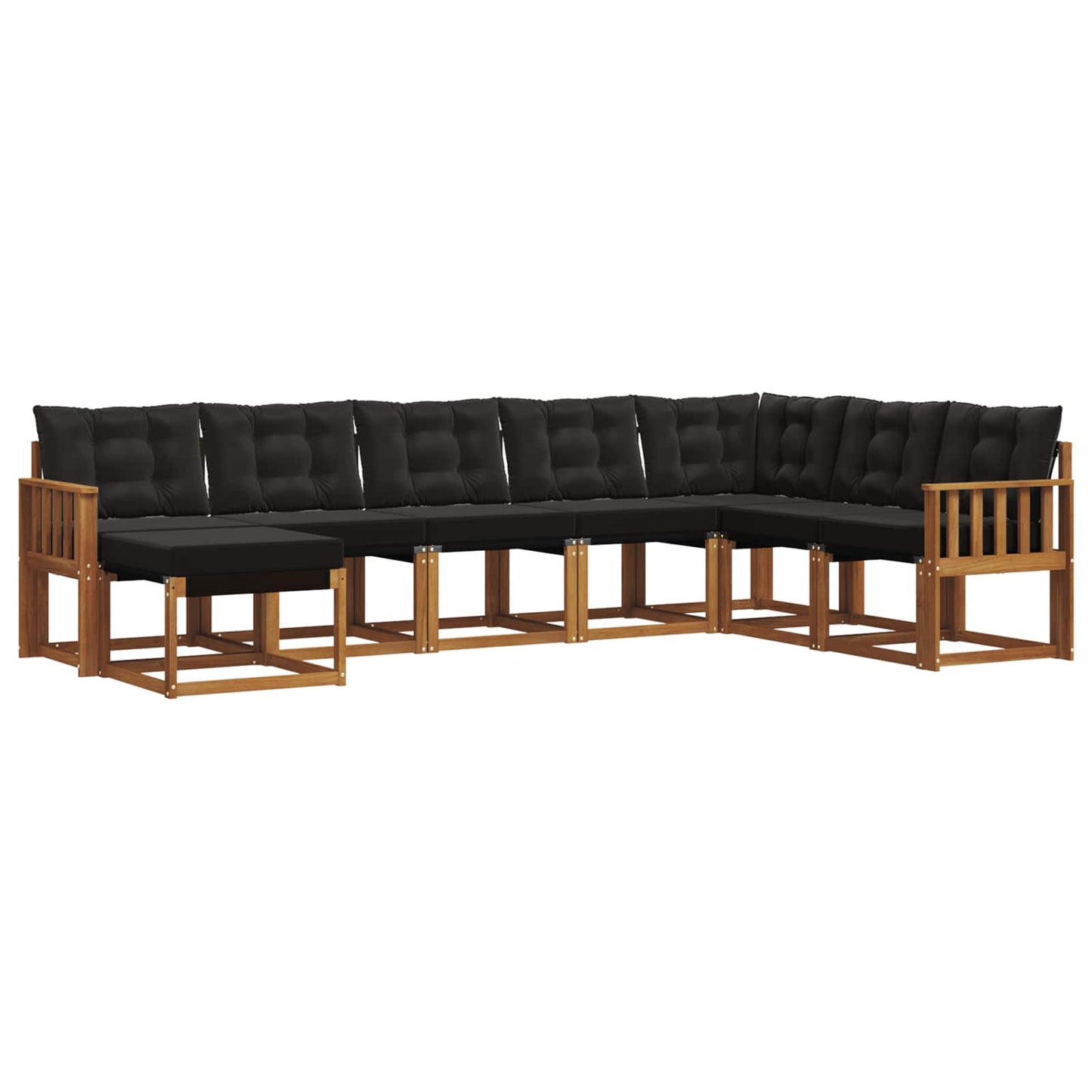 Set di divani da esterno con cuscino 8 pcs Naturale e Nero