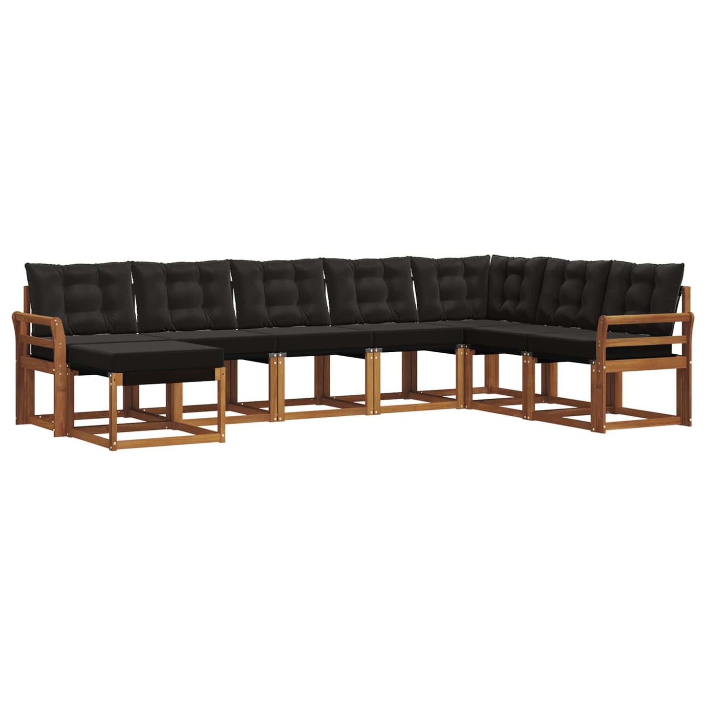 Set di divani da esterno con cuscino 8 pcs Naturale e Nero