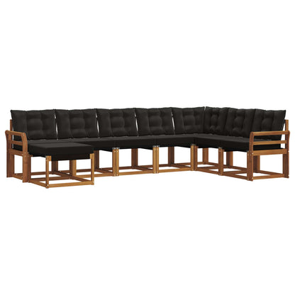Set di divani da esterno con cuscino 8 pcs Naturale e Nero