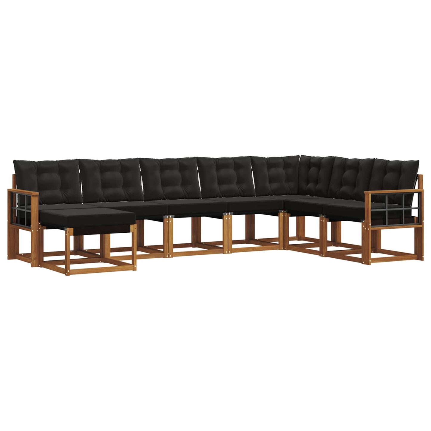 Set di divani da esterno con cuscino 8 pcs Naturale e Nero