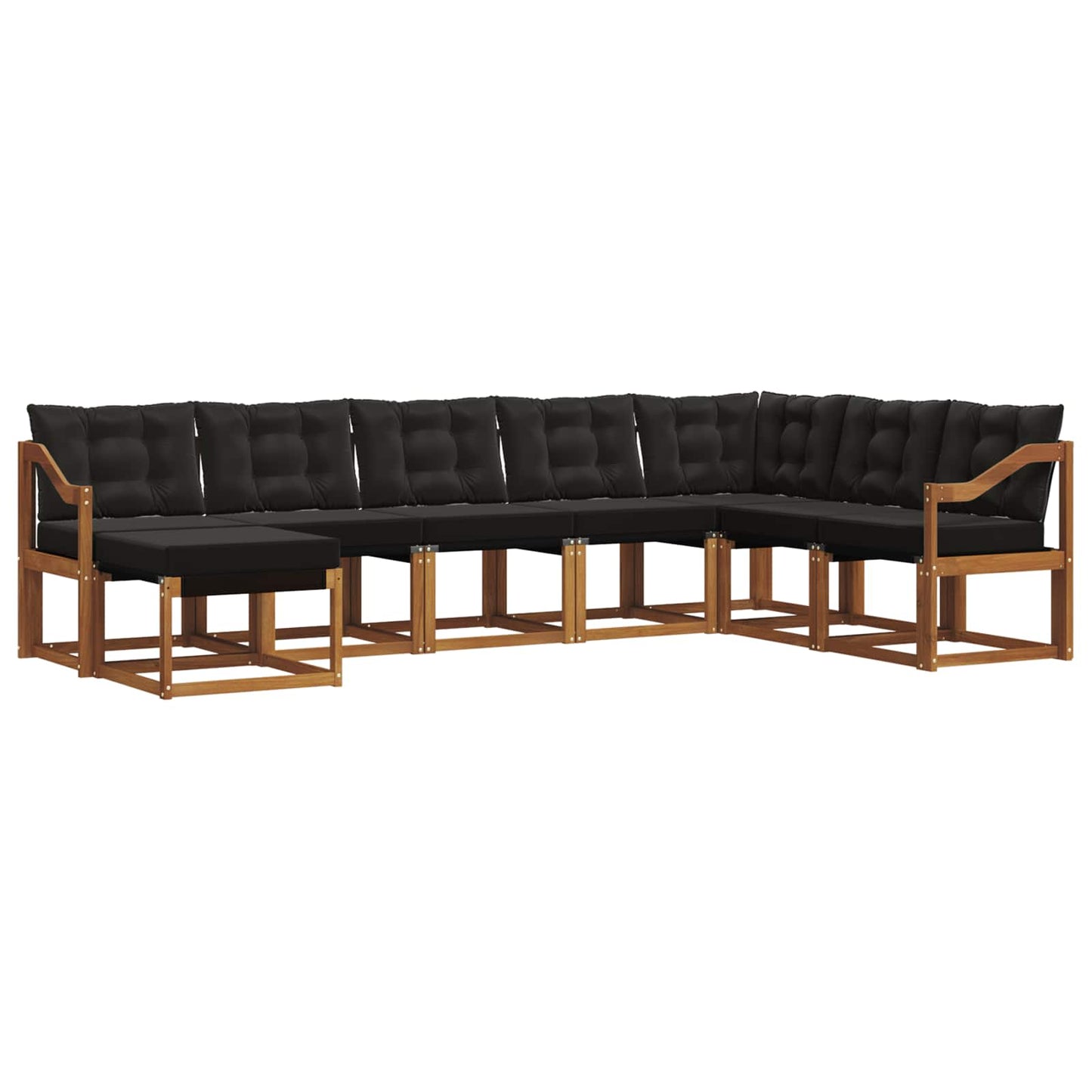 Set di divani da esterno con cuscino 8 pcs Naturale e Nero