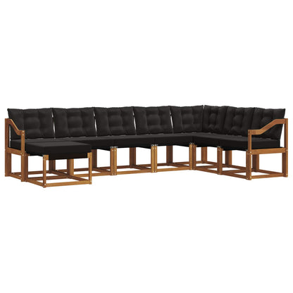 Set di divani da esterno con cuscino 8 pcs Naturale e Nero