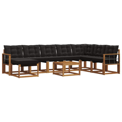 Set di divani da esterno con cuscino 9 pcs Naturale e Nero