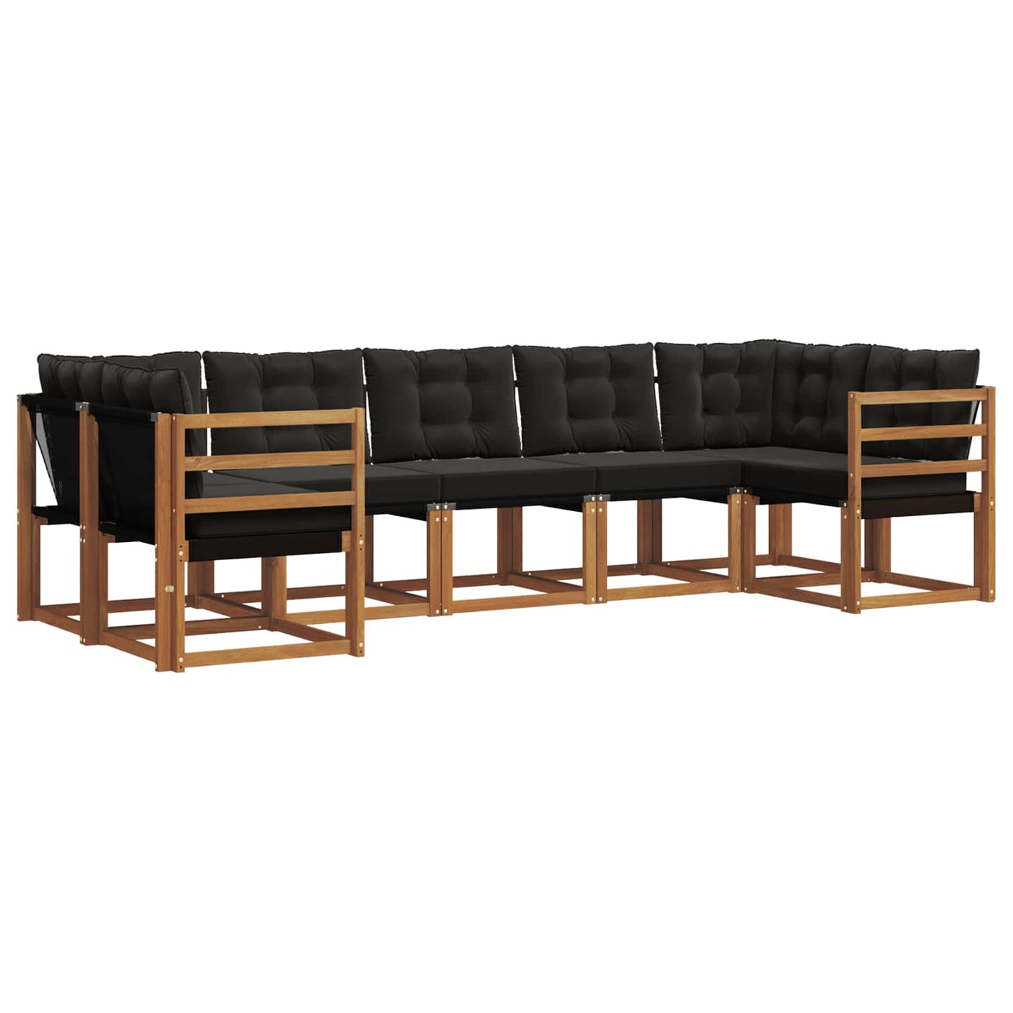 Set di divani da esterno con cuscino 7 pcs Naturale e Nero
