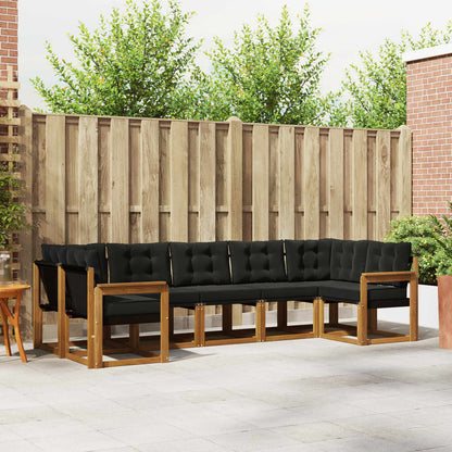 Set di divani da esterno con cuscino 7 pcs Naturale e Nero