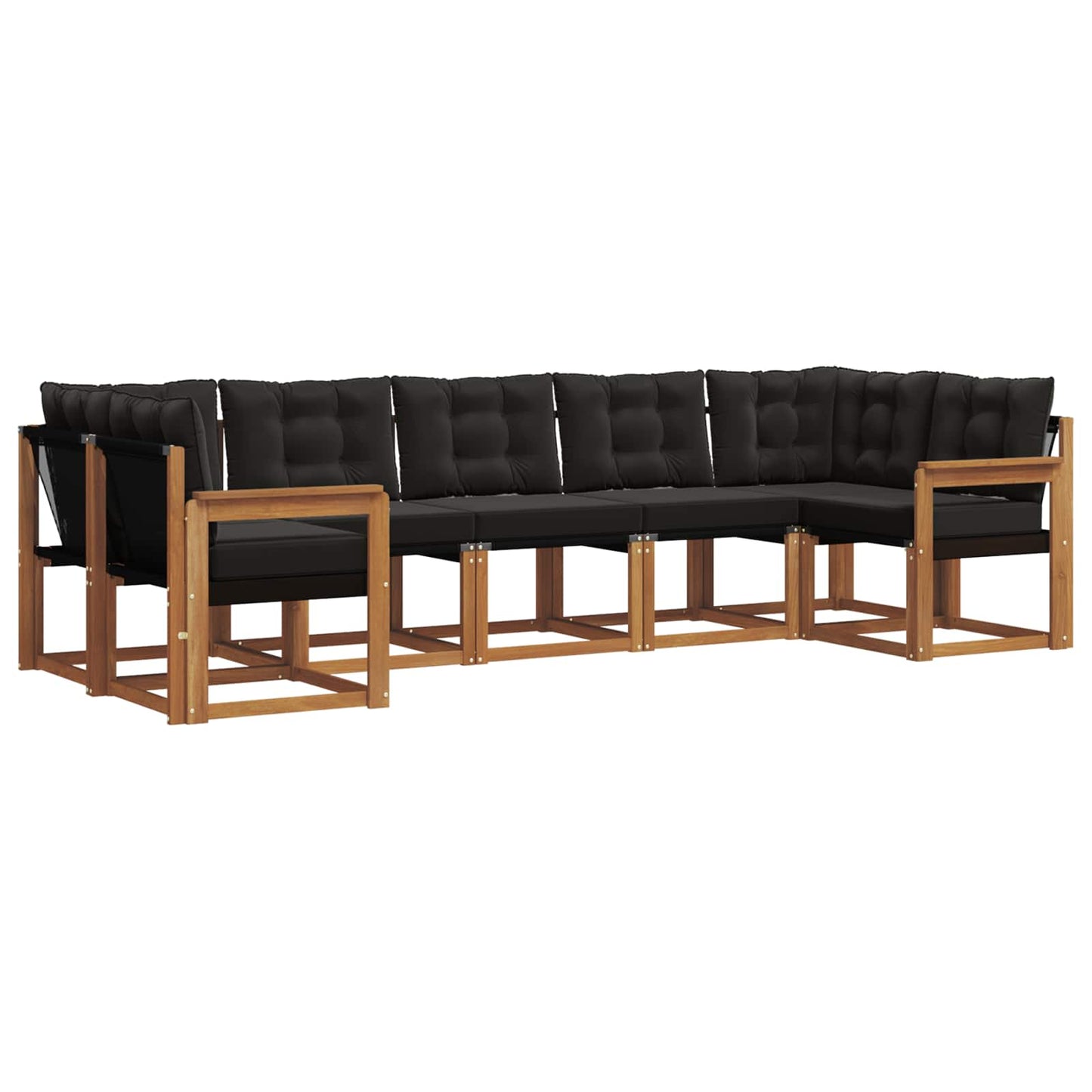 Set di divani da esterno con cuscino 7 pcs Naturale e Nero