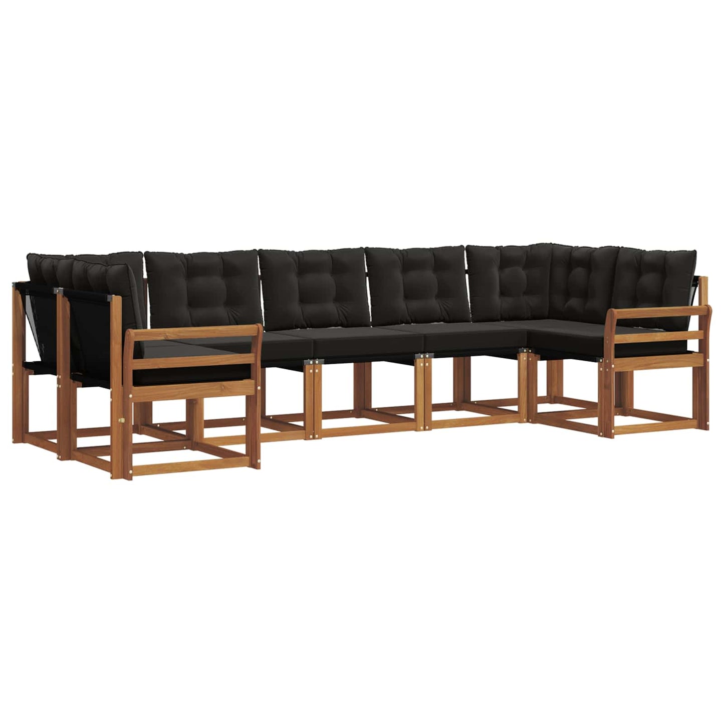 Set di divani da esterno con cuscino 7 pcs Naturale e Nero