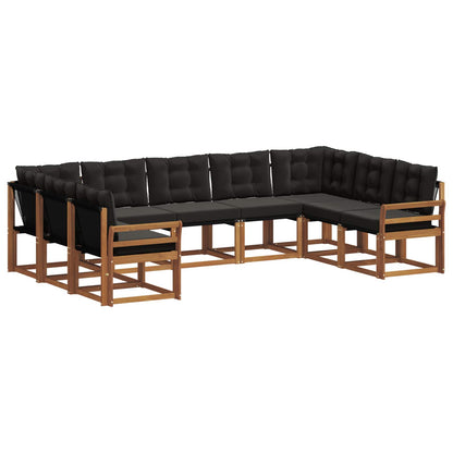 Set di divani da esterno con cuscino 9 pcs Naturale e Nero