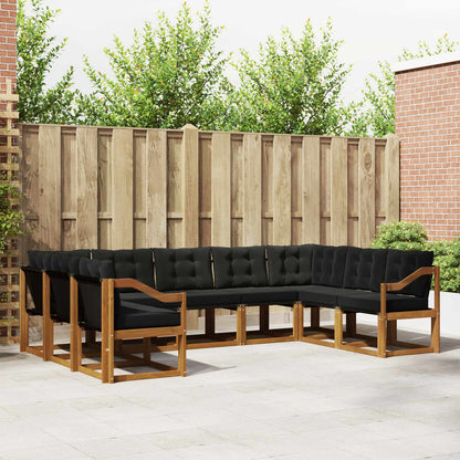 Set di divani da esterno con cuscino 9 pcs Naturale e Nero