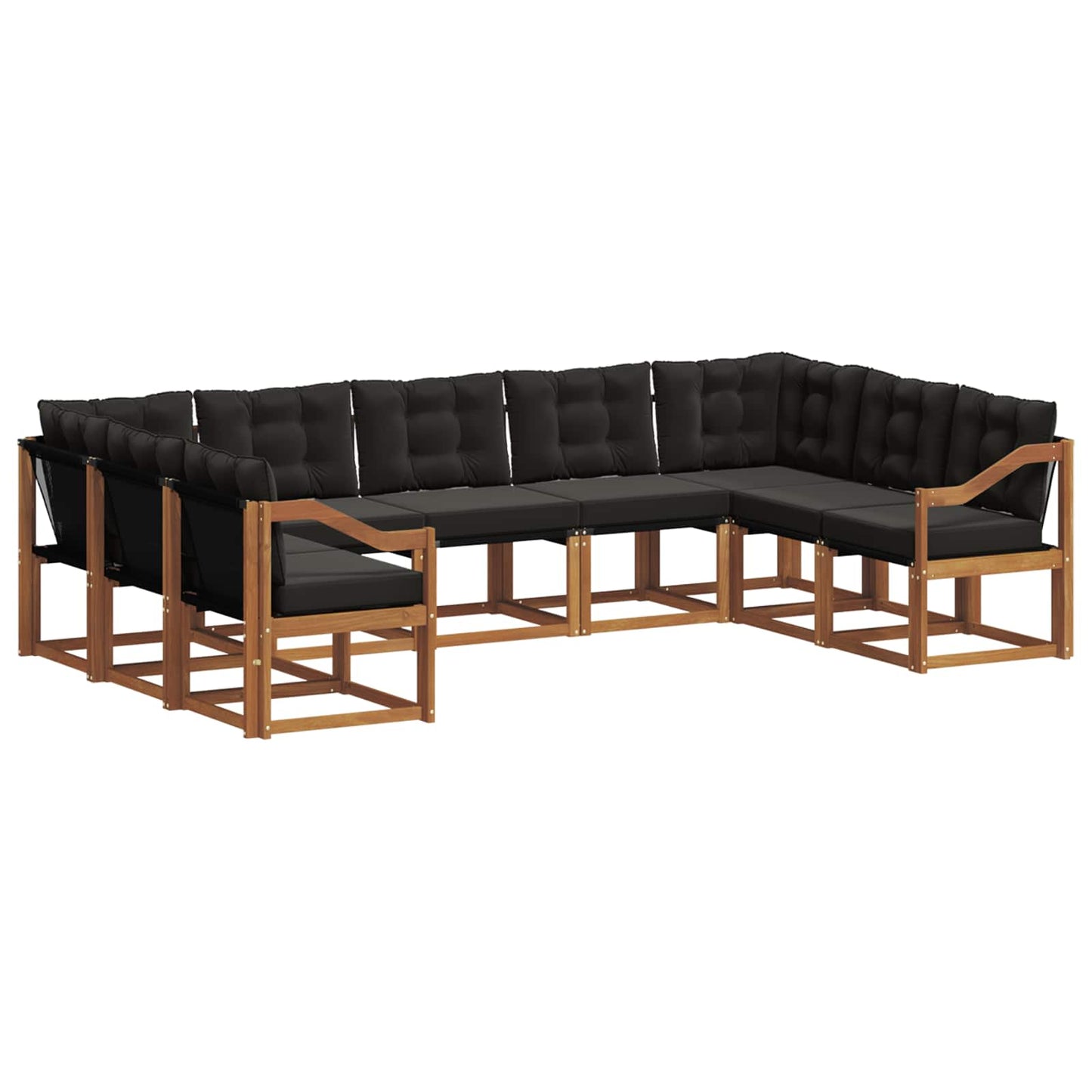 Set di divani da esterno con cuscino 9 pcs Naturale e Nero