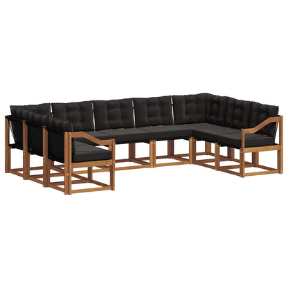 Set di divani da esterno con cuscino 9 pcs Naturale e Nero
