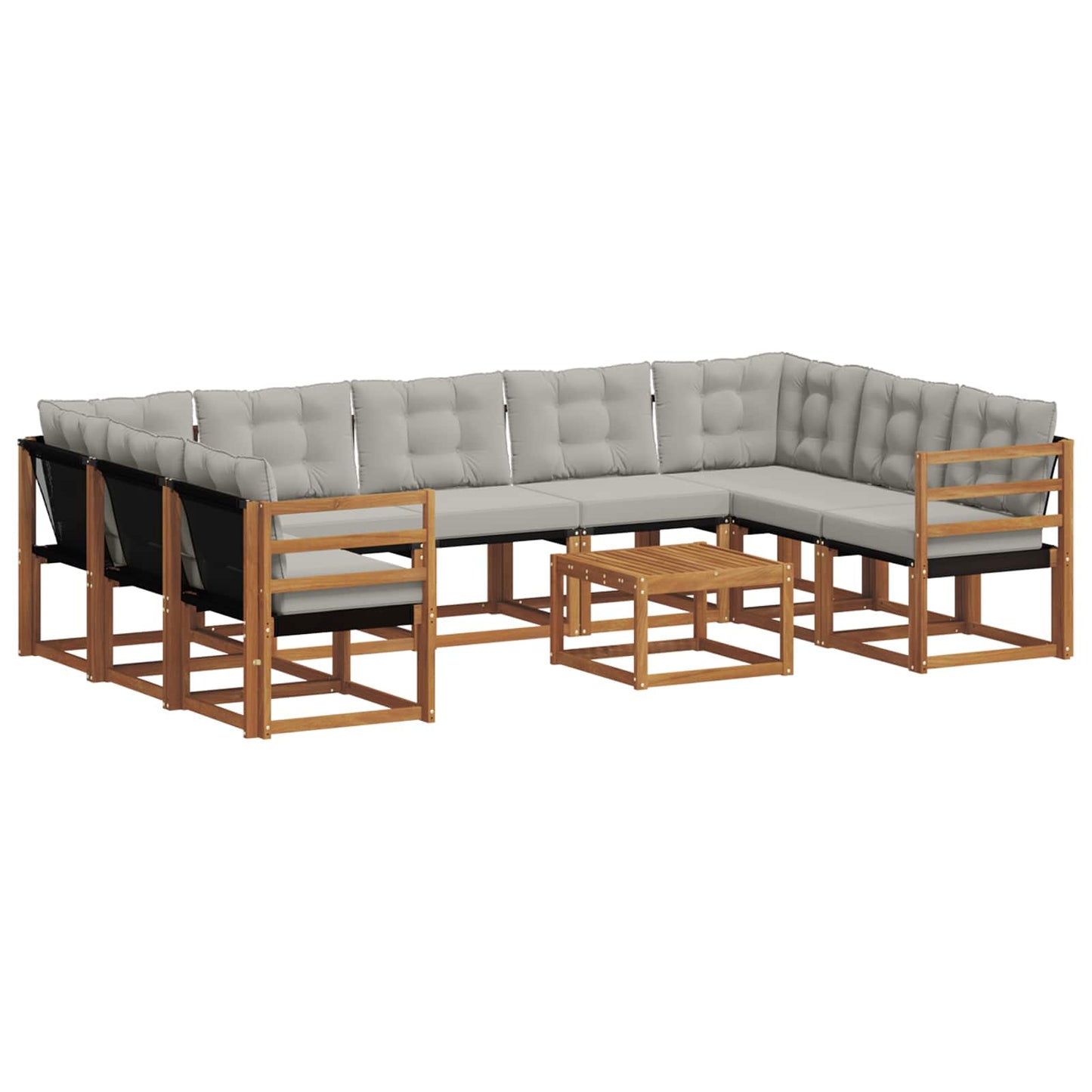 Set di divani da esterno 10 pcs Grigio Naturale e Chiaro