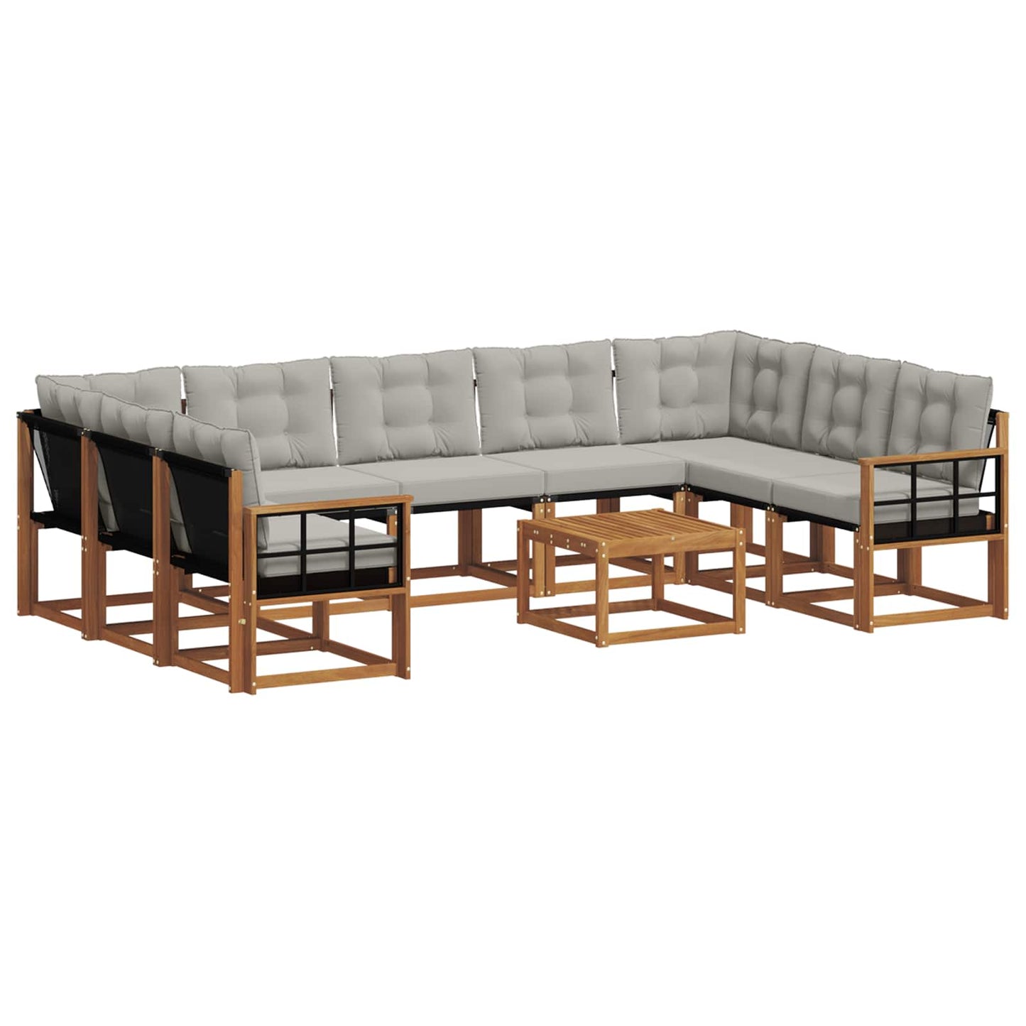 Set di divani da esterno 10 pcs Grigio Naturale e Chiaro