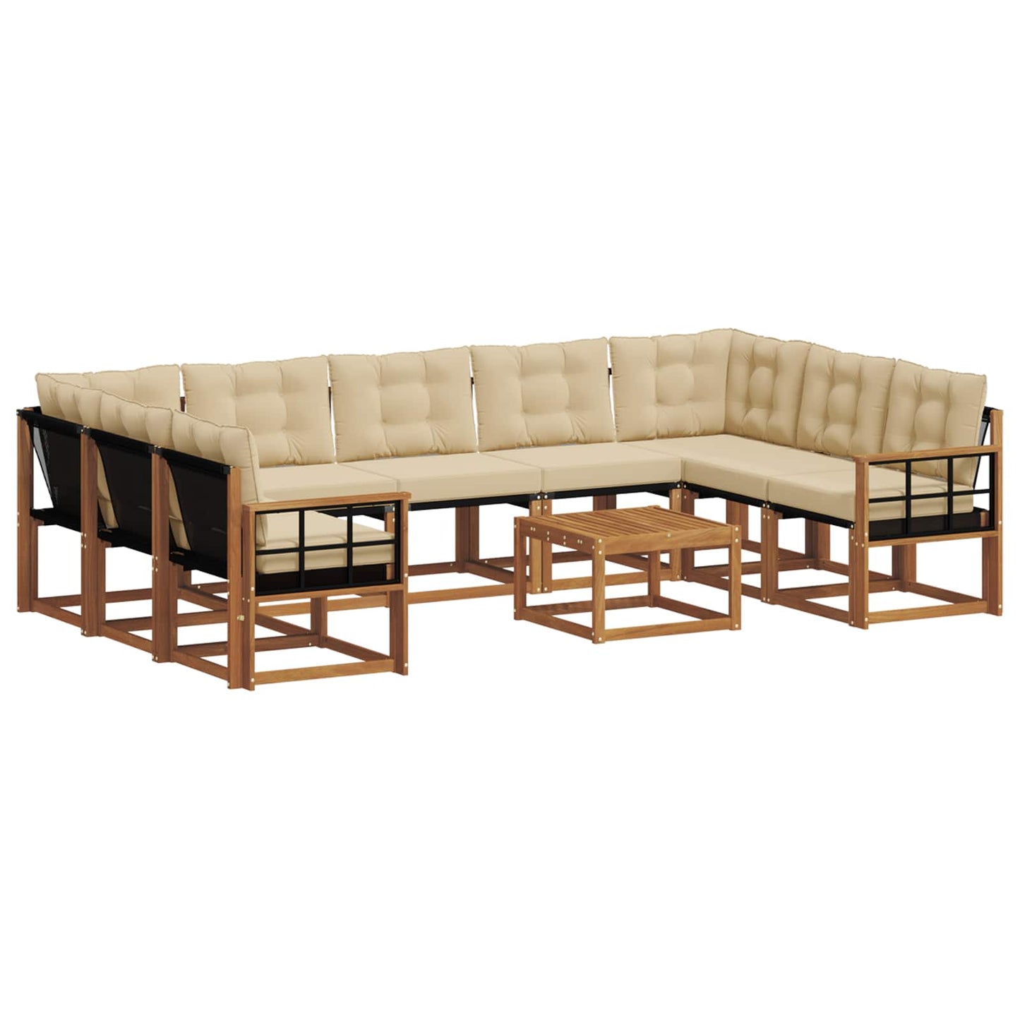 Set di divani da esterno con cuscino 10 pcs Naturale e Beige