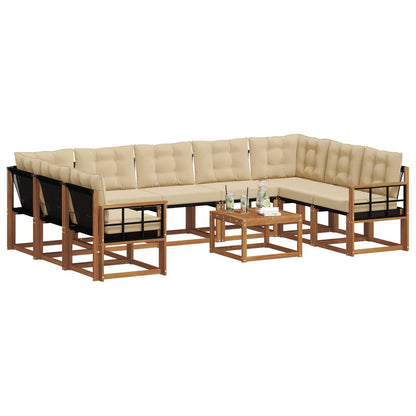 Set di divani da esterno con cuscino 10 pcs Naturale e Beige