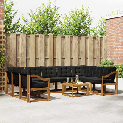 Set di divani da esterno con cuscino 10 pcs Naturale e Nero