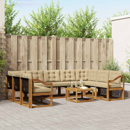 Set di divani da esterno con cuscino 10 pcs Naturale e Beige