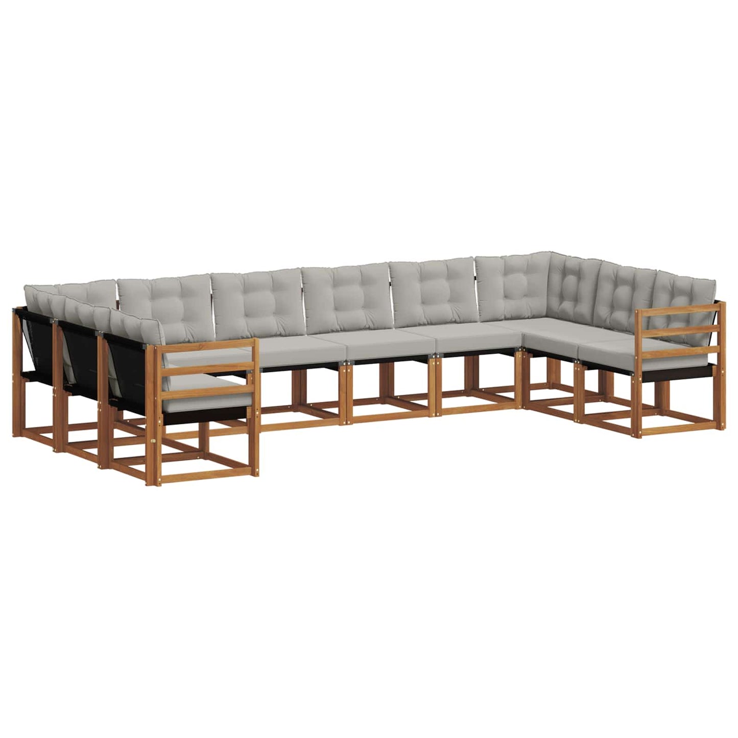 Set di divani da esterno 10 pcs Grigio Naturale e Chiaro