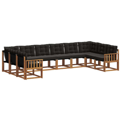 Set di divani da esterno con cuscino 10 pcs Naturale e Nero