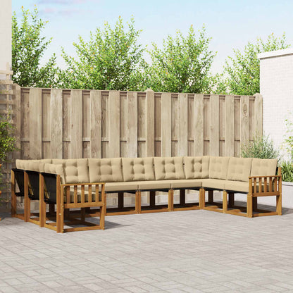 Set di divani da esterno con cuscino 10 pcs Naturale e Beige