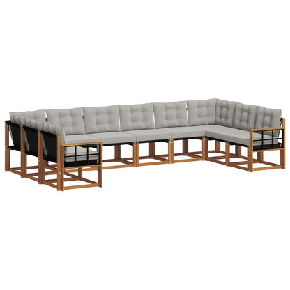 Set di divani da esterno 10 pcs Grigio Naturale e Chiaro