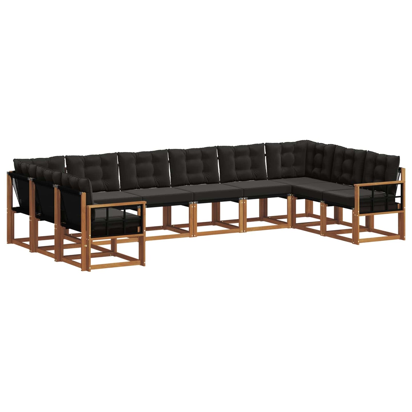 Set di divani da esterno con cuscino 10 pcs Naturale e Nero