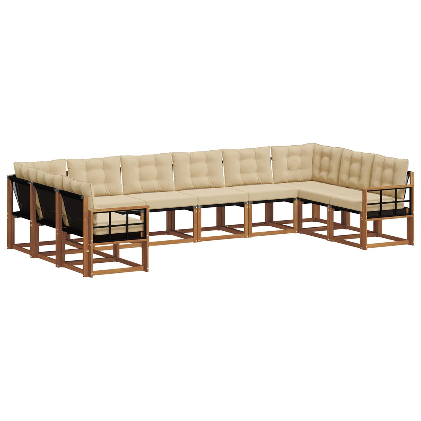Set di divani da esterno con cuscino 10 pcs Naturale e Beige