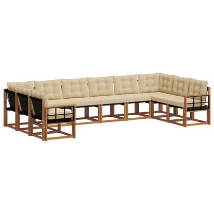 Set di divani da esterno con cuscino 10 pcs Naturale e Beige