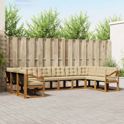 Set di divani da esterno con cuscino 10 pcs Naturale e Beige