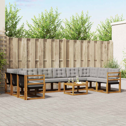 Set di divani da esterno 11 pcs Grigio Naturale e Chiaro