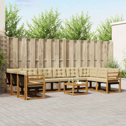 Set di divani da esterno con cuscino 11 pcs Naturale e Beige