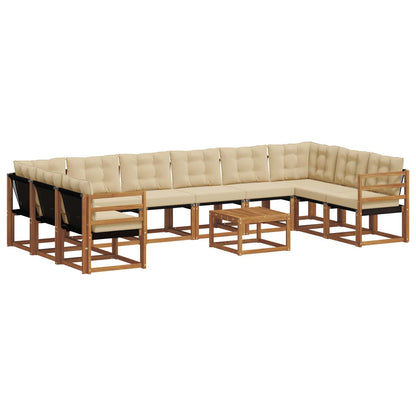 Set di divani da esterno con cuscino 11 pcs Naturale e Beige