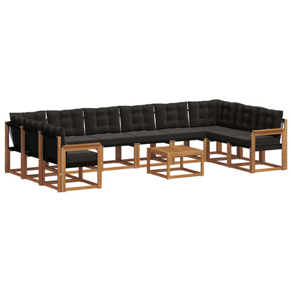 Set di divani da esterno con cuscino 11 pcs Naturale e Nero