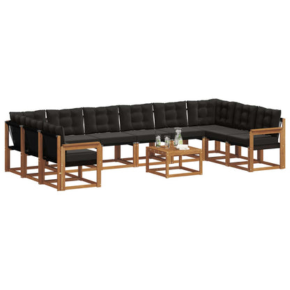 Set di divani da esterno con cuscino 11 pcs Naturale e Nero