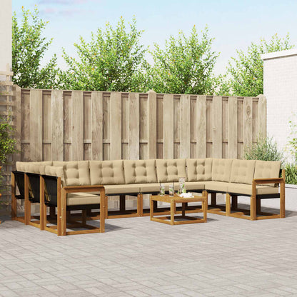 Set di divani da esterno con cuscino 11 pcs Naturale e Beige