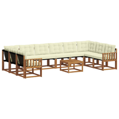 Set di divani da esterno con cuscino 11 pcs Naturale e Crema