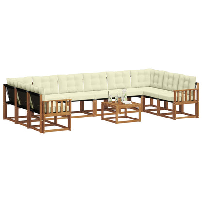 Set di divani da esterno con cuscino 11 pcs Naturale e Crema