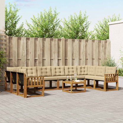 Set di divani da esterno con cuscino 11 pcs Naturale e Beige