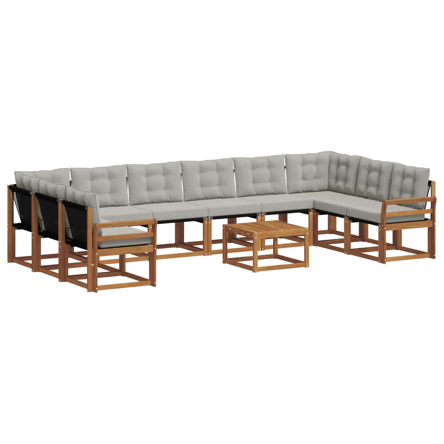 Set di divani da esterno 11 pcs Grigio Naturale e Chiaro