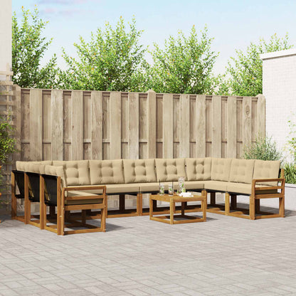 Set di divani da esterno con cuscino 11 pcs Naturale e Beige
