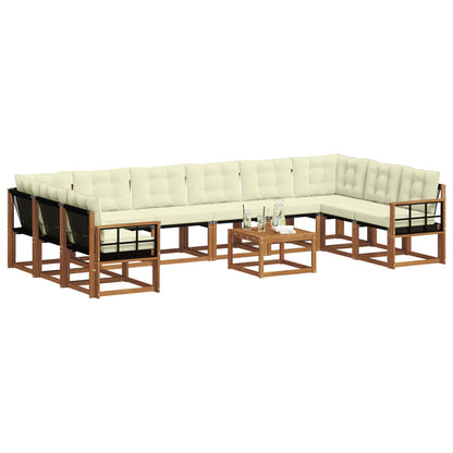 Set di divani da esterno con cuscino 11 pcs Naturale e Crema