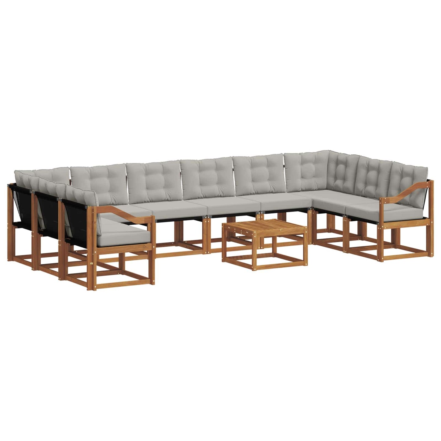 Set di divani da esterno 11 pcs Grigio Naturale e Chiaro