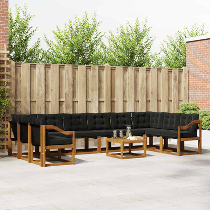 Set di divani da esterno con cuscino 11 pcs Naturale e Nero