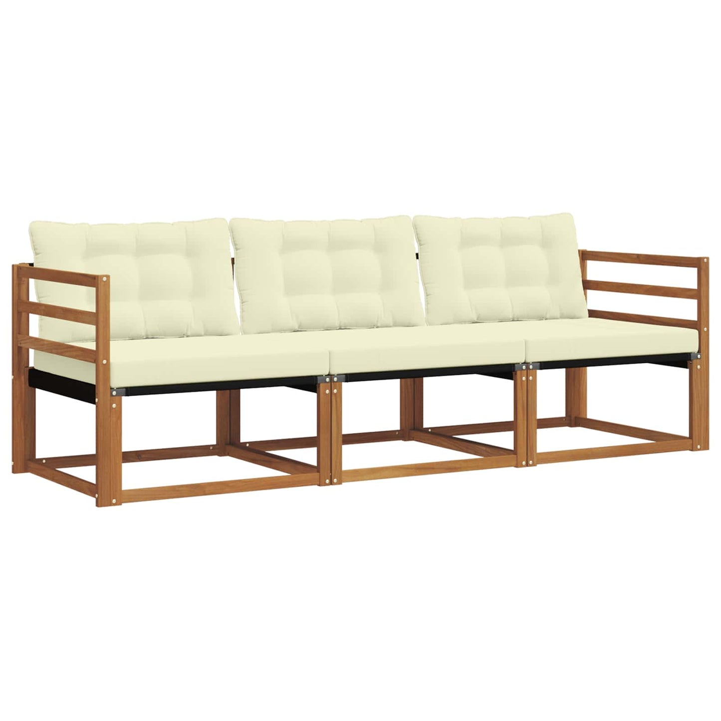 Set di divani da esterno con cuscino 3 pcs Naturale e Crema
