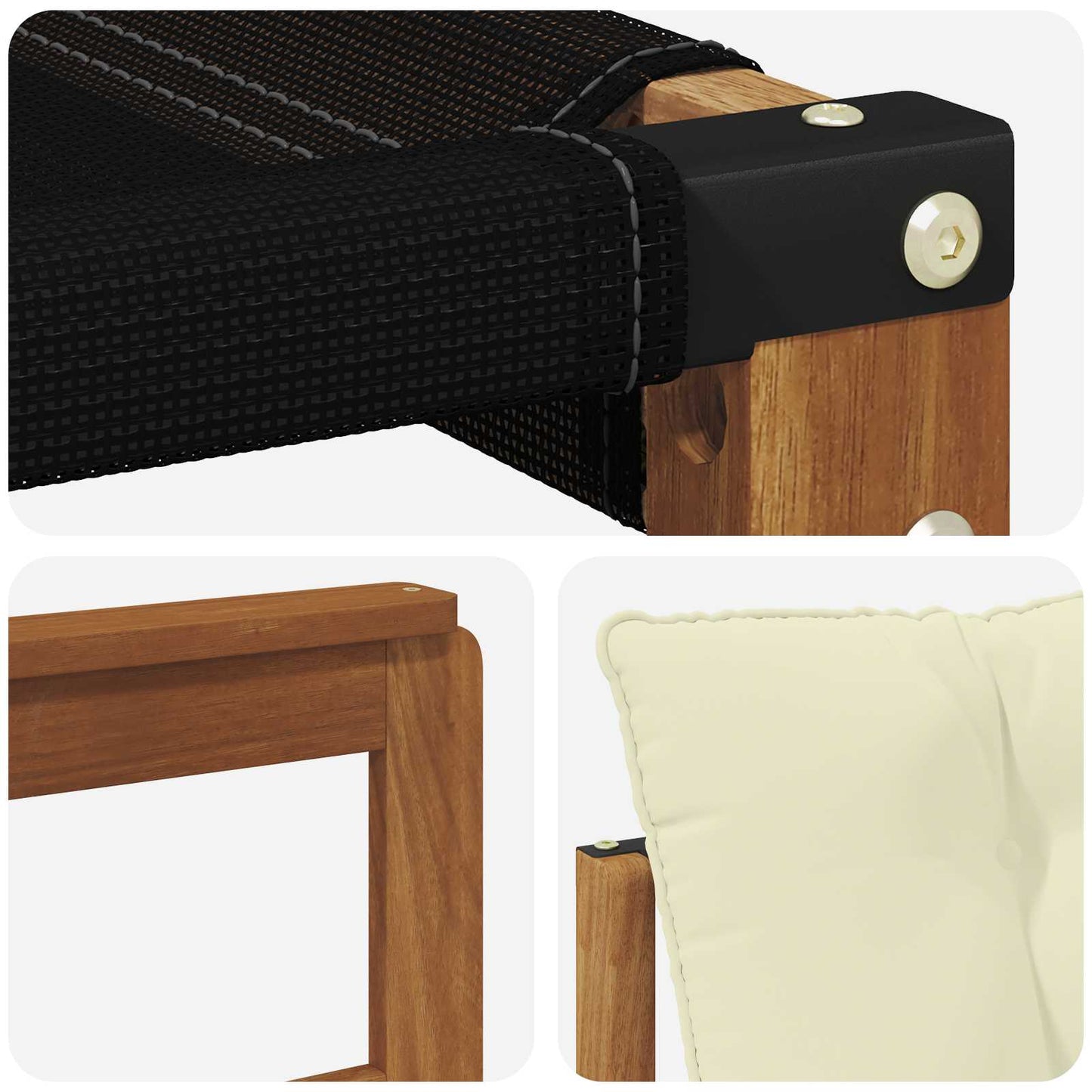 Set di divani da esterno con cuscino 3 pcs Naturale e Crema