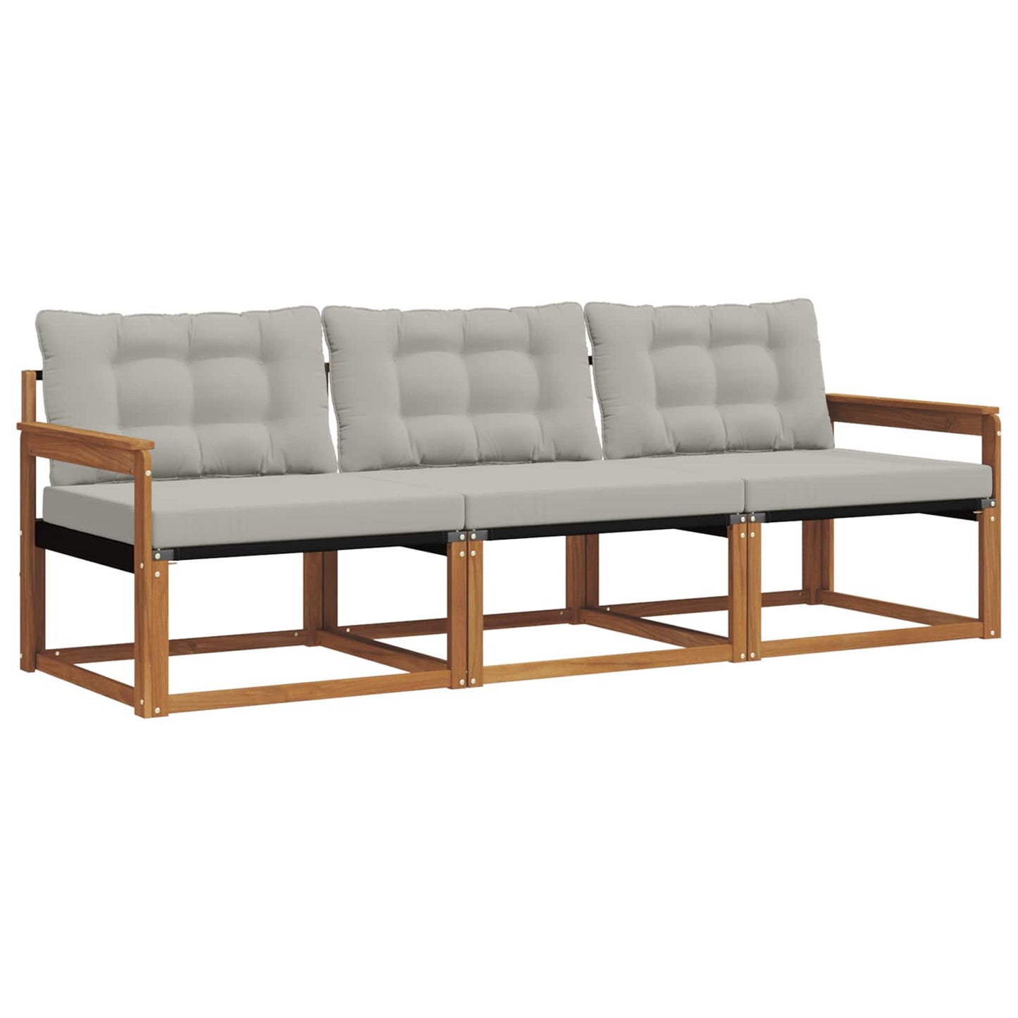 Set di divani da esterno 3 pcs Grigio Naturale e Chiaro