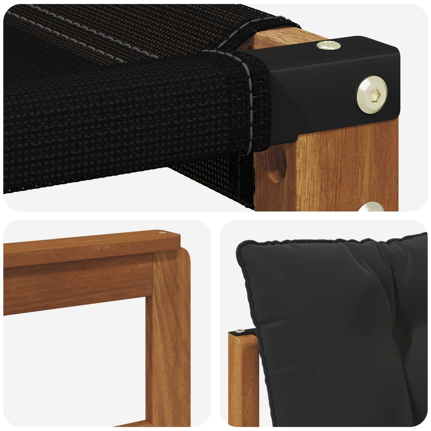 Set di divani da esterno con cuscino 3 pcs Naturale e Nero
