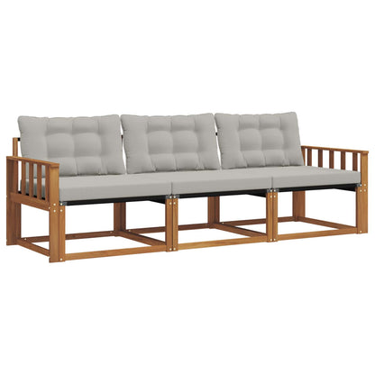 Set di divani da esterno 3 pcs Grigio Naturale e Chiaro