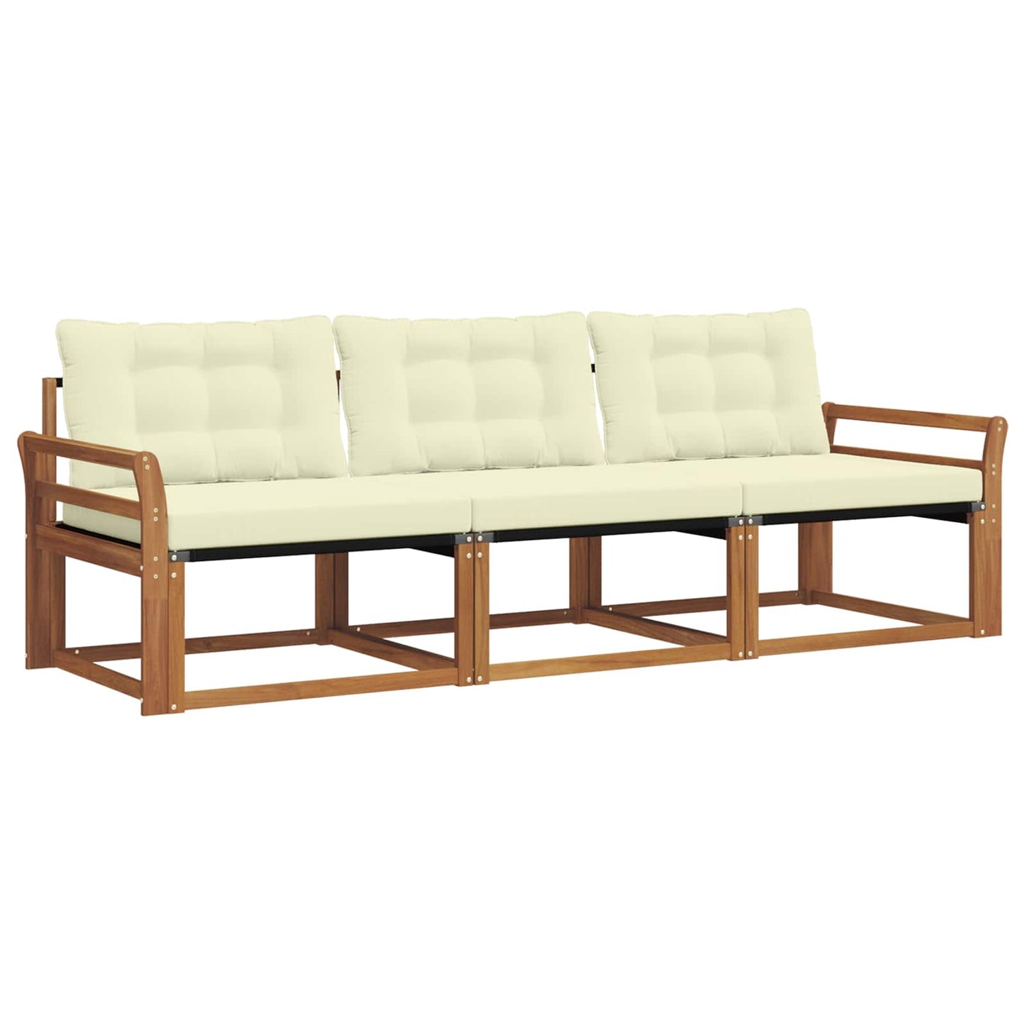 Set di divani da esterno con cuscino 3 pcs Naturale e Crema