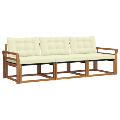 Set di divani da esterno con cuscino 3 pcs Naturale e Crema